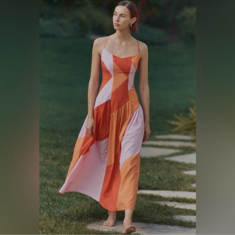 NWT! Anthropologie Celandine Sleeveless Drop-Waist Midi Dress 🦢 🪀 - Picture 1 of 4